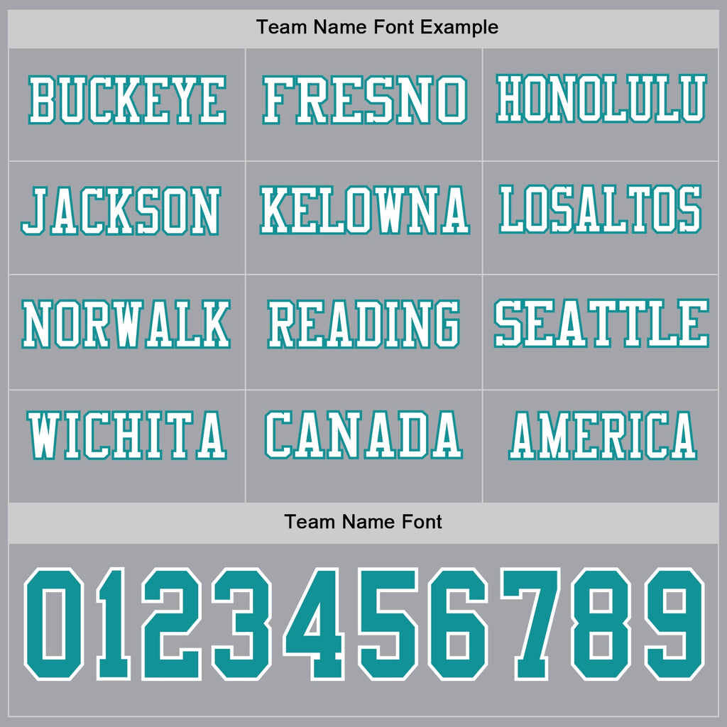 Custom Gray Teal-White Long Sleeve Authentic Football Jersey