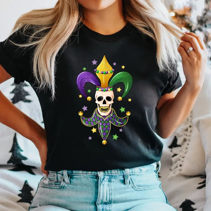 Mardi Gras Skeleton Mardi Gras Skeletons Party Shirt Gothic Lovers Mardi Gras Festival Mardi Gras Celebration Shirt. Mardi Gras T-Shirts