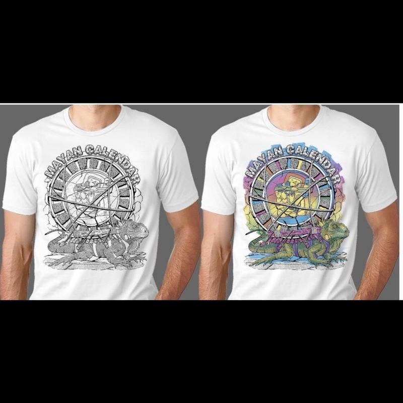 Mayan Calendar Changing Colors White Cotton T-Shirts