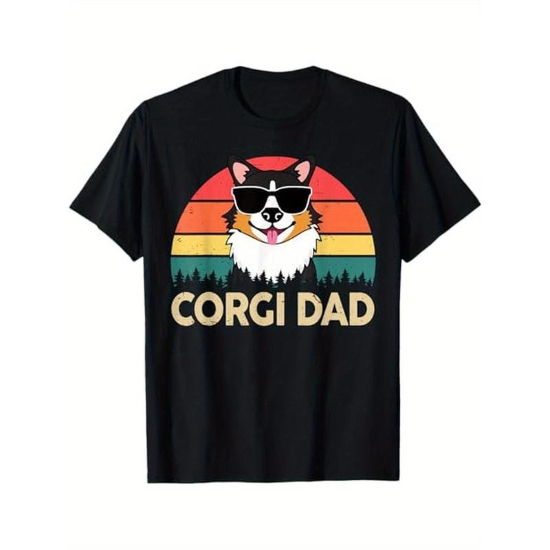 Cotton Casual Corgi Shirt Corgi Dad Funny Lover Made USA T-Shirts