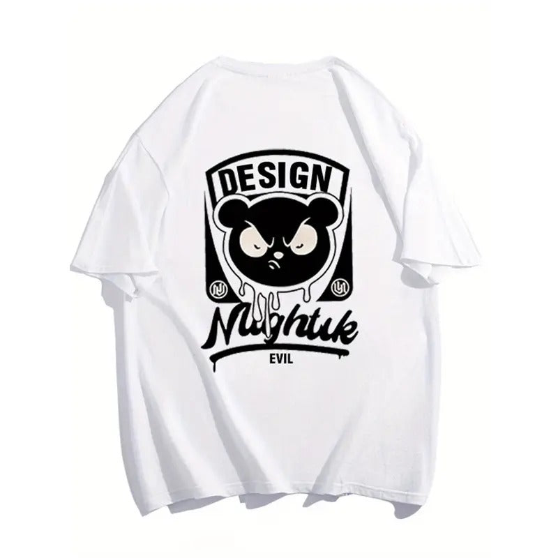100% Cotton Bear Print Casual Short Sleeve Shirt Summer Outdoor Crew Necks Menswear T-Shirts