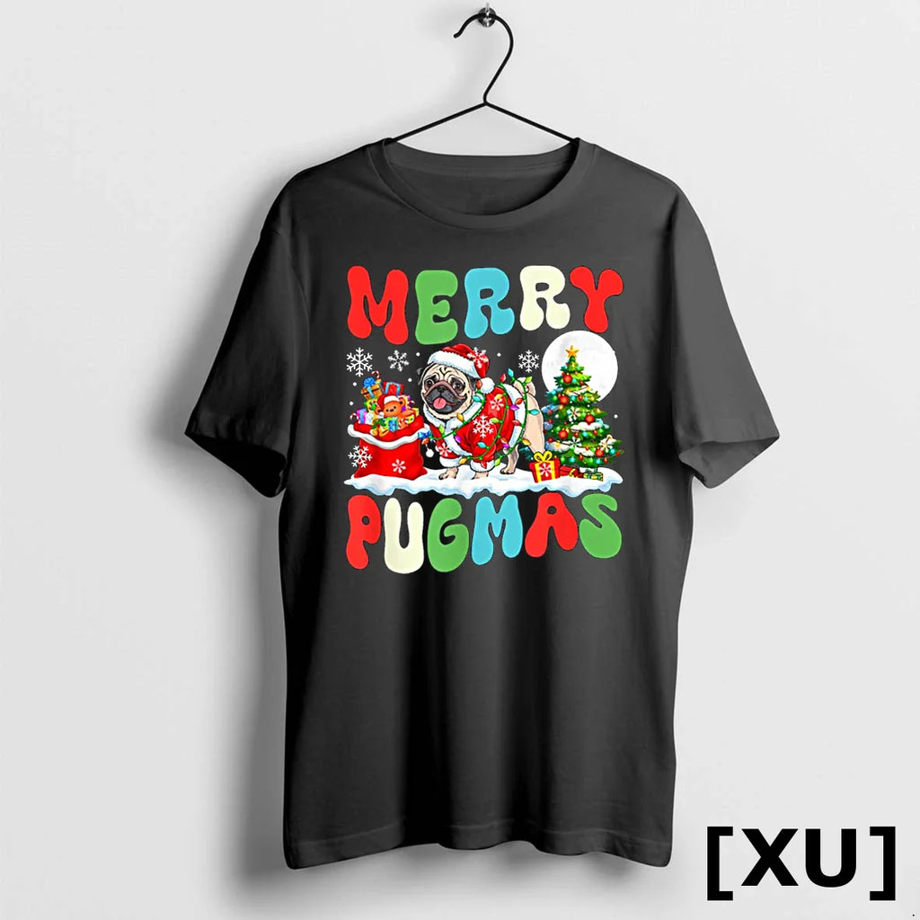 Merry Pugmas Christmas Santa Pug Colorful Costume Owner Tshirts Sweater