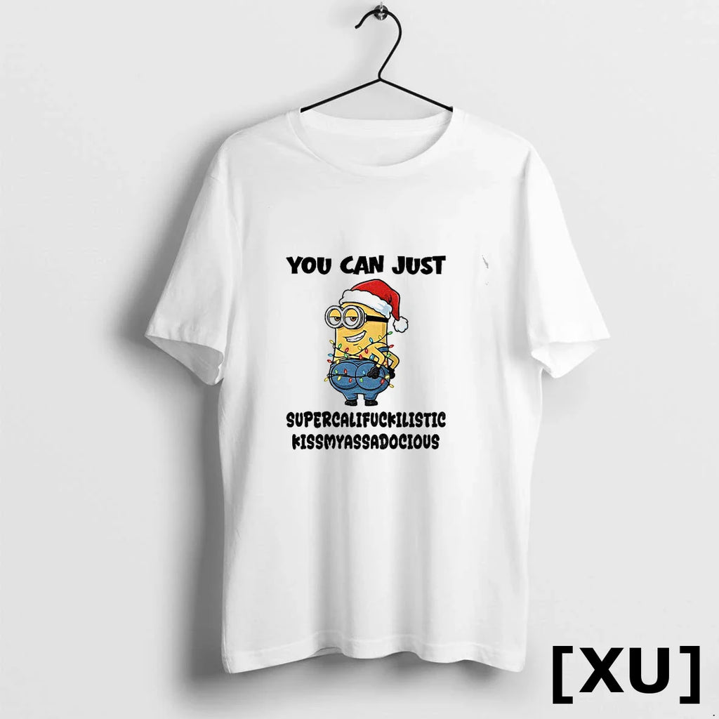 Minion Santa Hat You Can Just Supercalifuckilistic Fissmyassadocious Christmas Tshirts Sweater