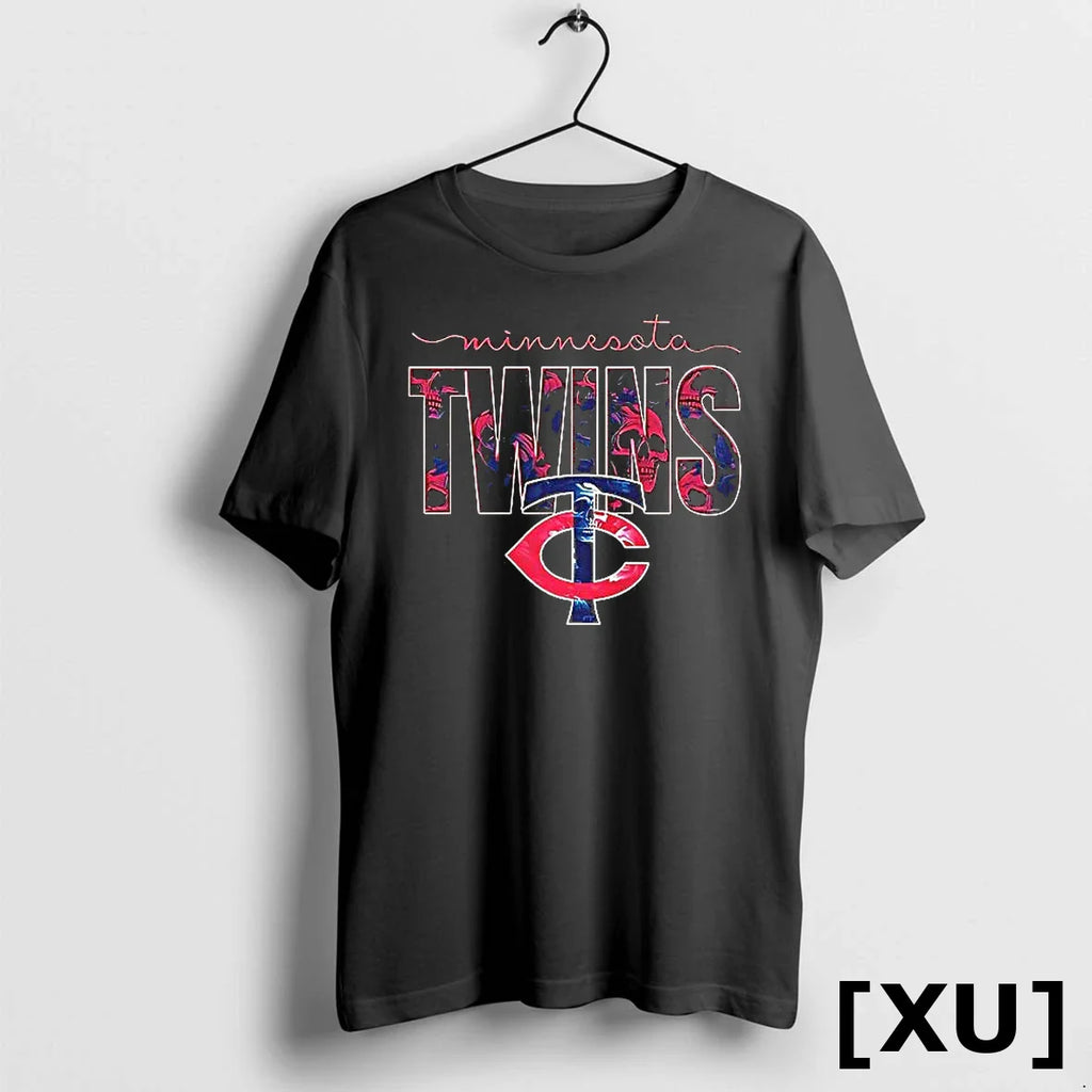 Minnesota Twins Skulls Floral Graphic Baseball Tshirts Sweater