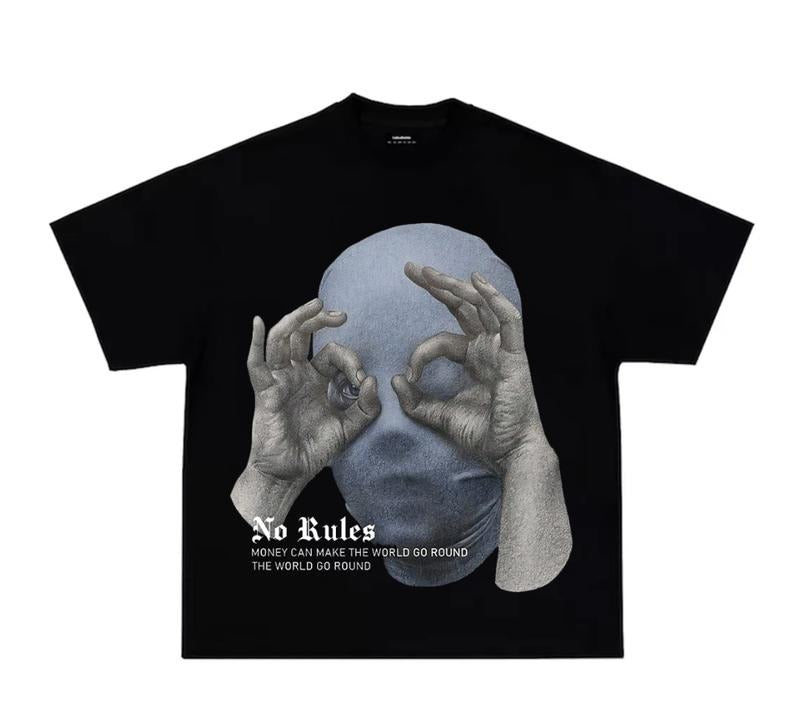 Money Make World No Rules Big Face Rap Shirt Y2K Streetwear Retro T-Shirts