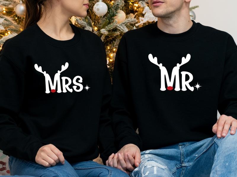 Mr Mrs Reindeer Married Couples Matching Husband Wife Future Mrs Wedding T-Shirts