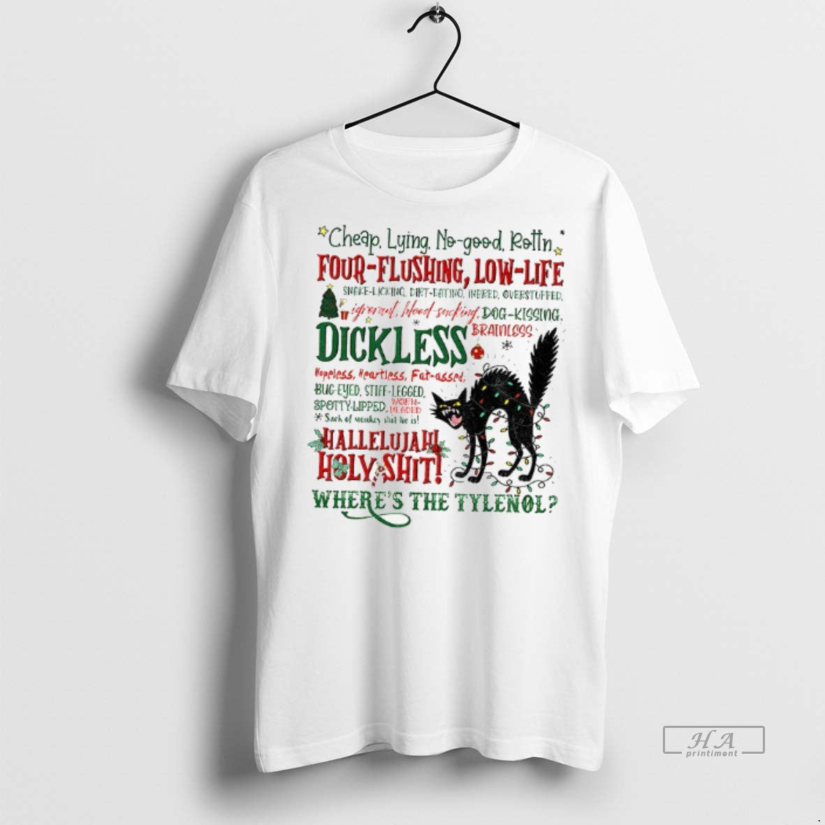 Official Black Cat Hallelujah Holy Shit Christmas Light Wheres The Tylenol Shirt