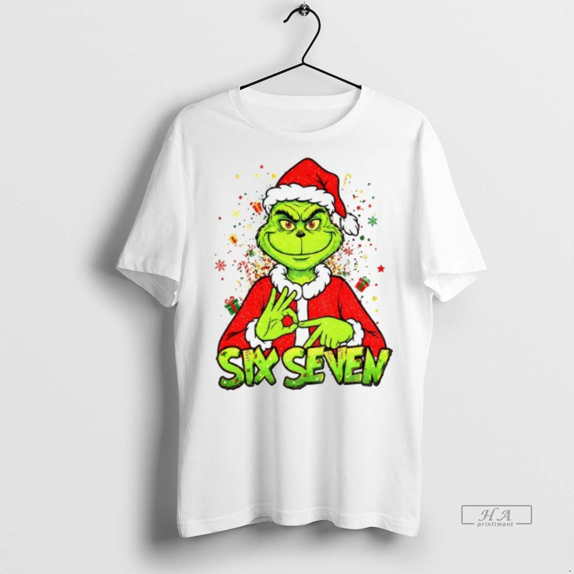 Official Christmas Grinch Santa Six Seven 6 7 Meme Shirt