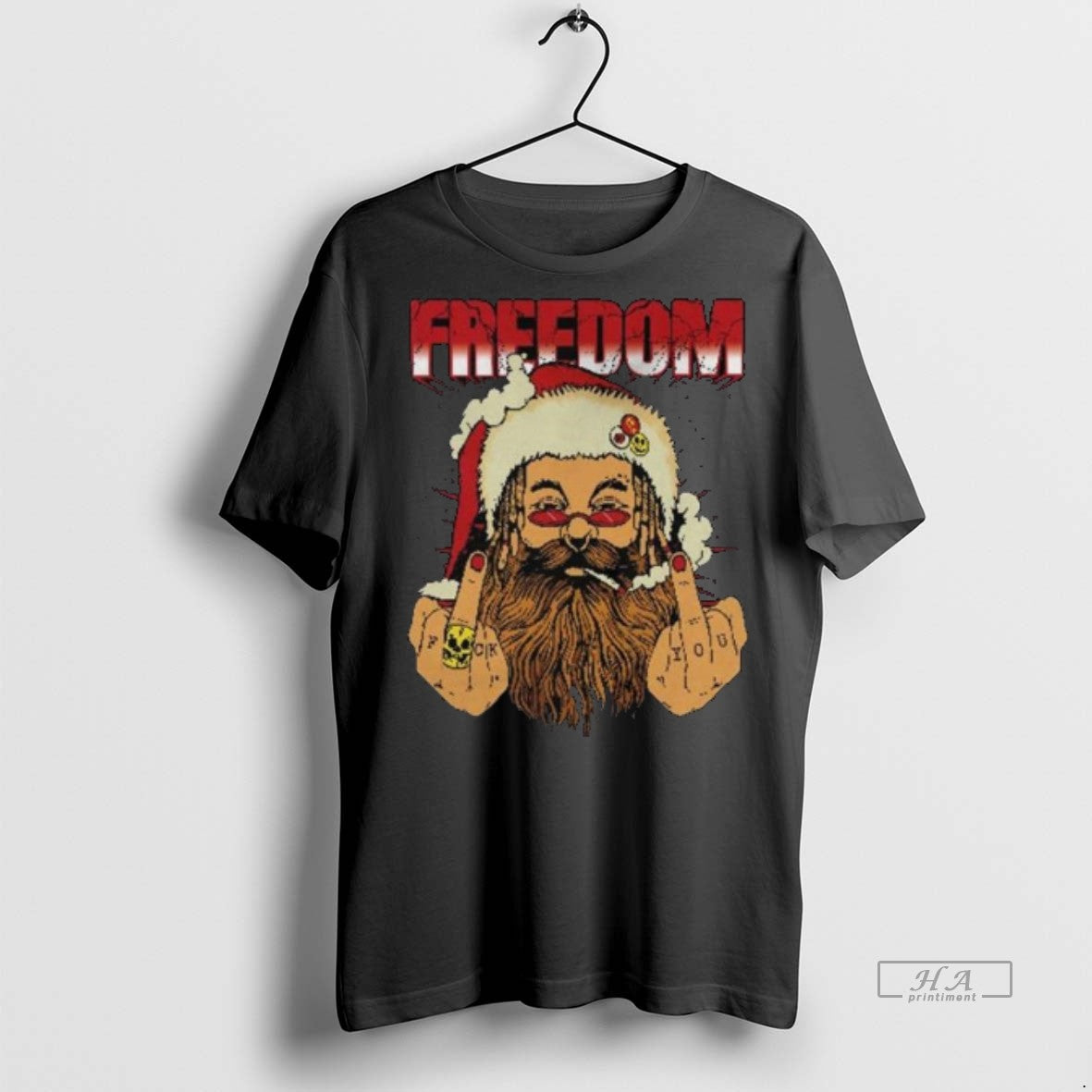 Official Freedom Defiant Santa Claus Middle Finger Christmas 2025 Long Sleve Shirt