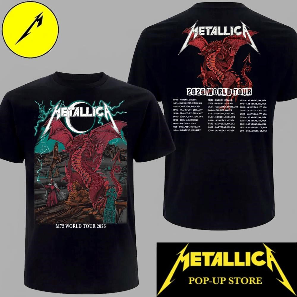 Metallica M72 World Tour Cardiff Principality Stadium Dragon 2026 Tee (1)