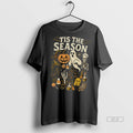 Official Retro Tis The Season Skeleton Pumpkin Ghost Halloween Shirt