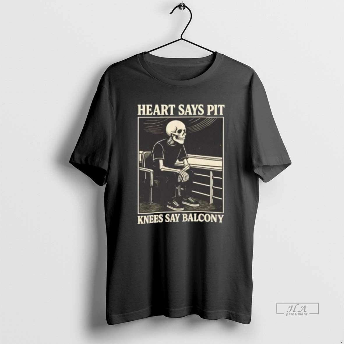 Official Skeleton Heart Says Pit Knees Say Balcony T-Shirts