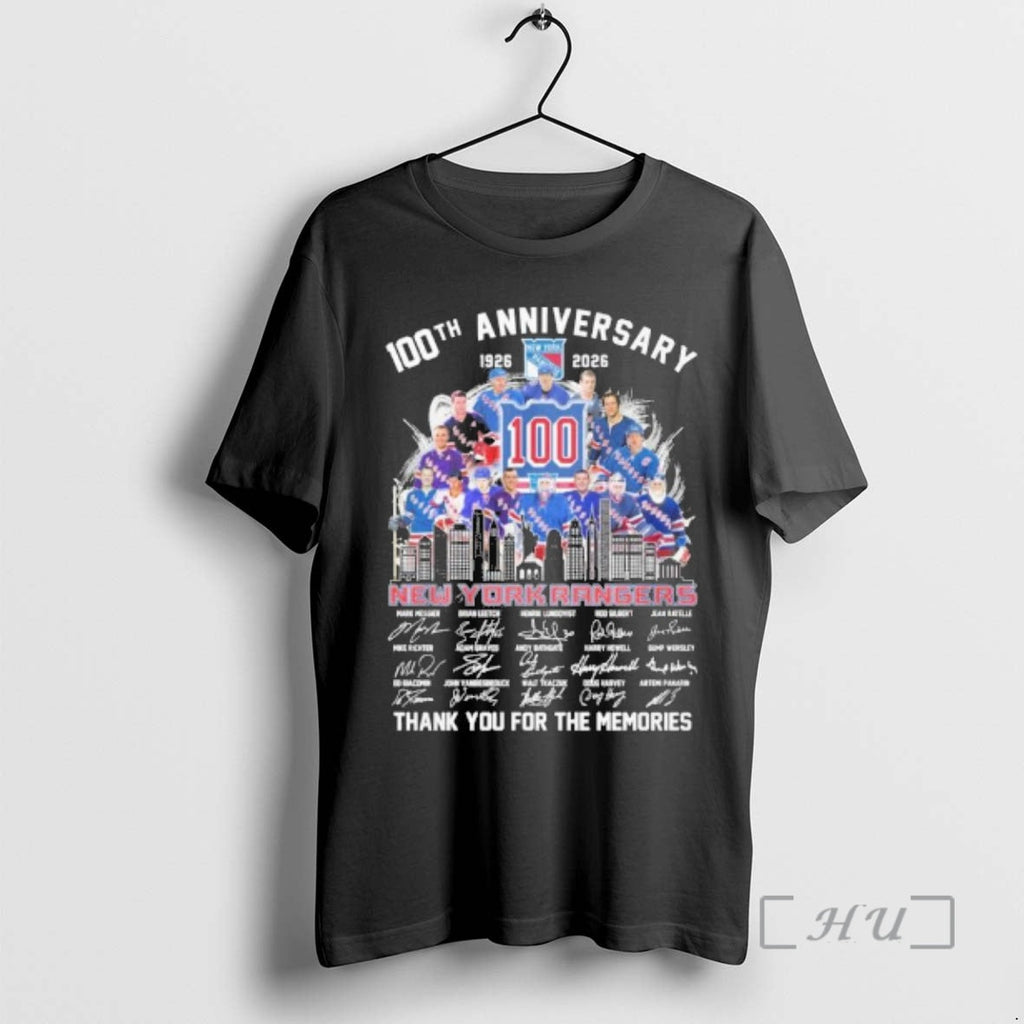 Officials 100th Anniversary 1926 2026 New York Rangers Team Hockey Signatures Premium T Shirts Sweater