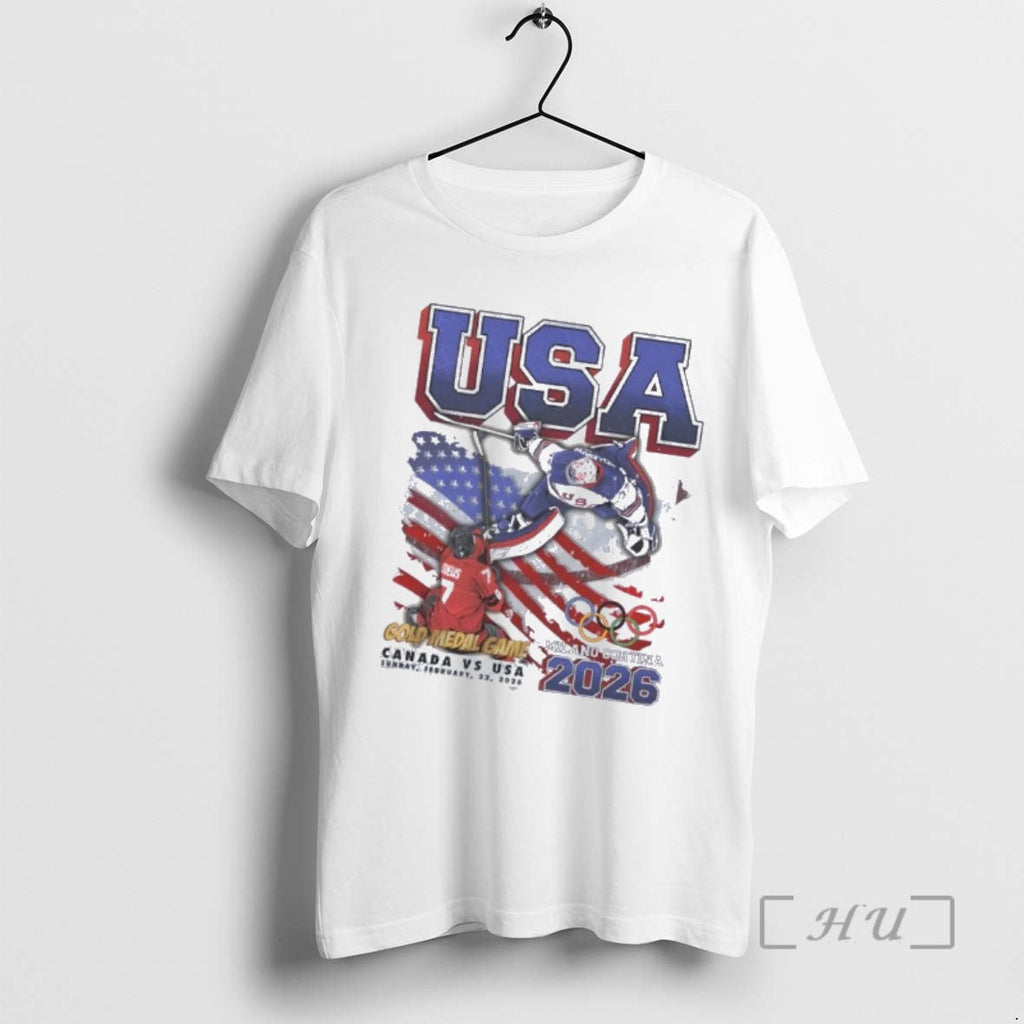 Officials 2026 Milano Cortina Olympics Usa Team Hockey Gold Medal Game Premium T Shirts Sweater