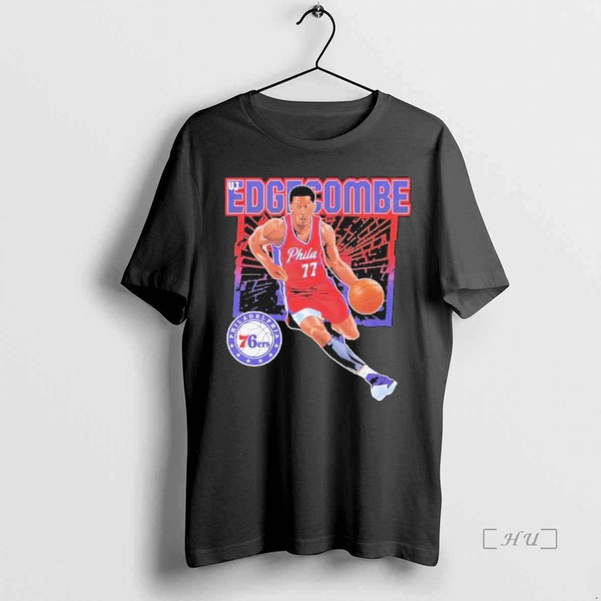 Officials 76ers Vj Edgecombe Number 77 Shattered T Shirt Sweater