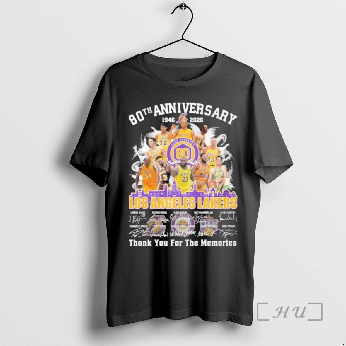Officials 80th Anniversary 1946 2026 Los Angeles Lakers Teams Signatures T Shirt Sweater
