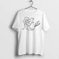 Officials Anatomical Skeleton Mermaid Sitting Pose Flowing Hair Line Art White Womens T Shirt Sweater