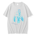 Officials Ashley Cooke Smiling Woman Denim Jacket Cyan Watercolor Portrait White Womens T Shirt Sweater