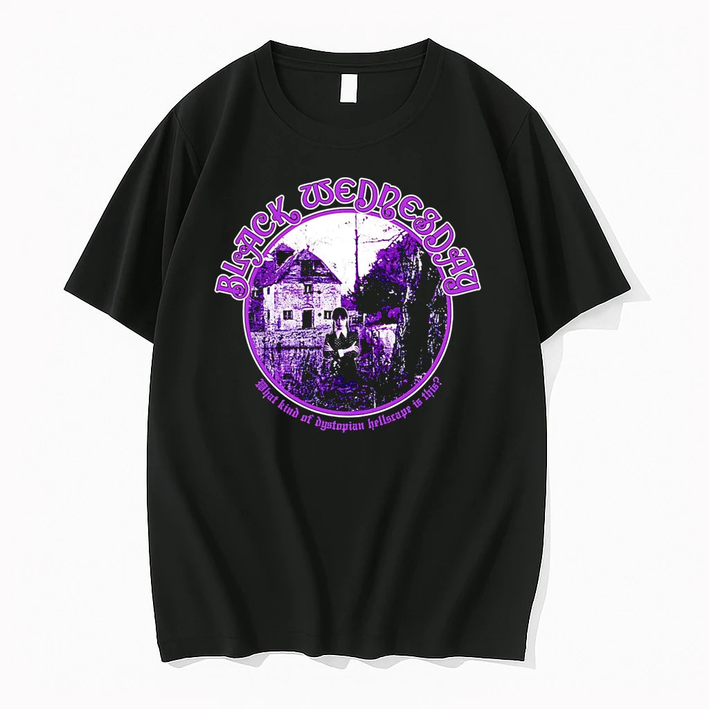 Officials Black Wednesday What Kind Of Dystopian Hellscape Is This Wednesday Premium T Shirt