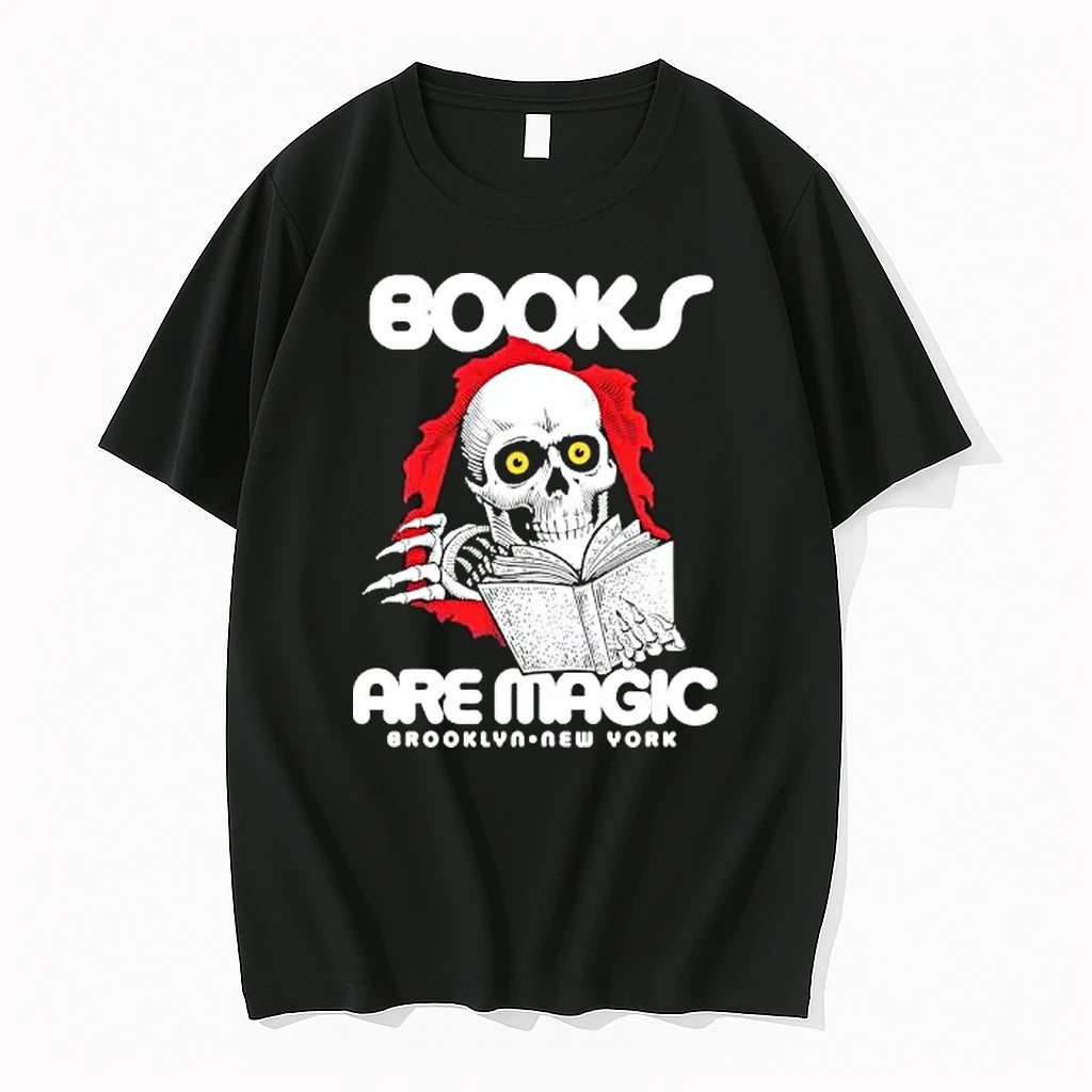 Officials Books Are Magic Brooklyn New York Skeleton Reading Premium T Shirt