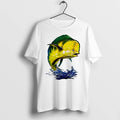 Officials Bright Yellow Green Mahi Jumping Splashing Blue Water White Womens Premium T Shirt
