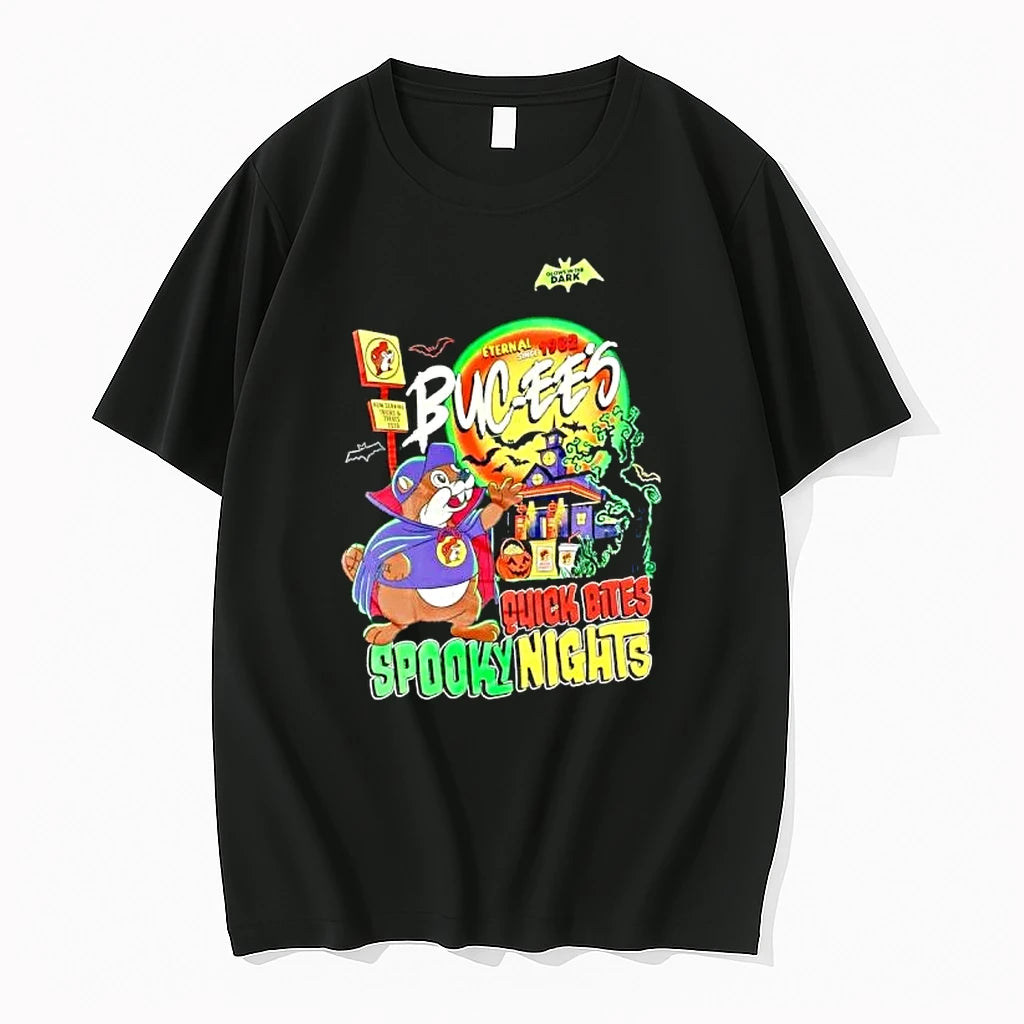 Officials Buc Ees Halloween Eternal Since 1982 Spooky Nights Quick Bites Premium T Shirt