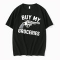 Officials Buy My Groceries Revolver Pistol Handgun Monochrome Line Art Mens T Shirt Sweater
