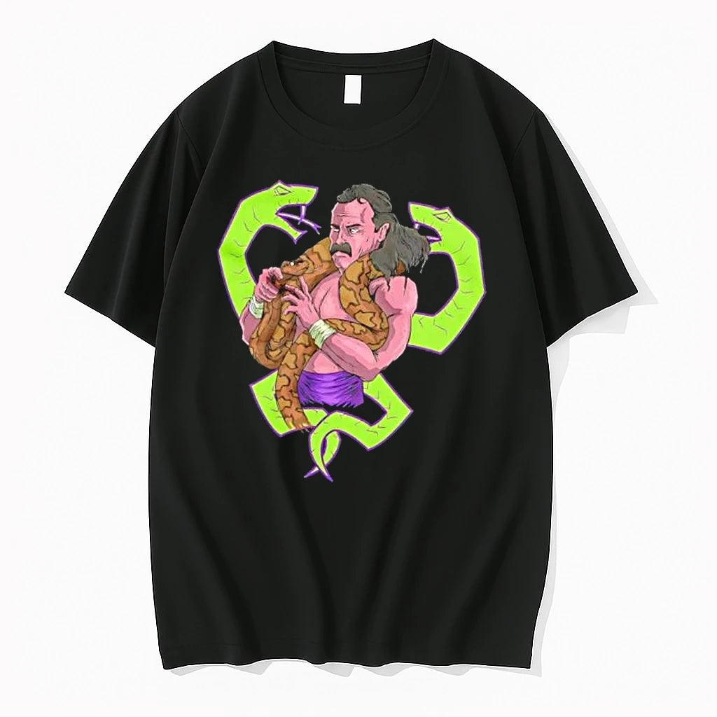 Officials Cartoon Caricature Wrestler Holding Python Snake Neon Green Cobras Mens T Shirt Sweater
