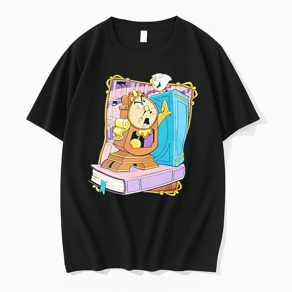 Officials Cartoon Cogsworth Clock Chip Teacup Blue Armoire Books Frame Mens T Shirt Sweater