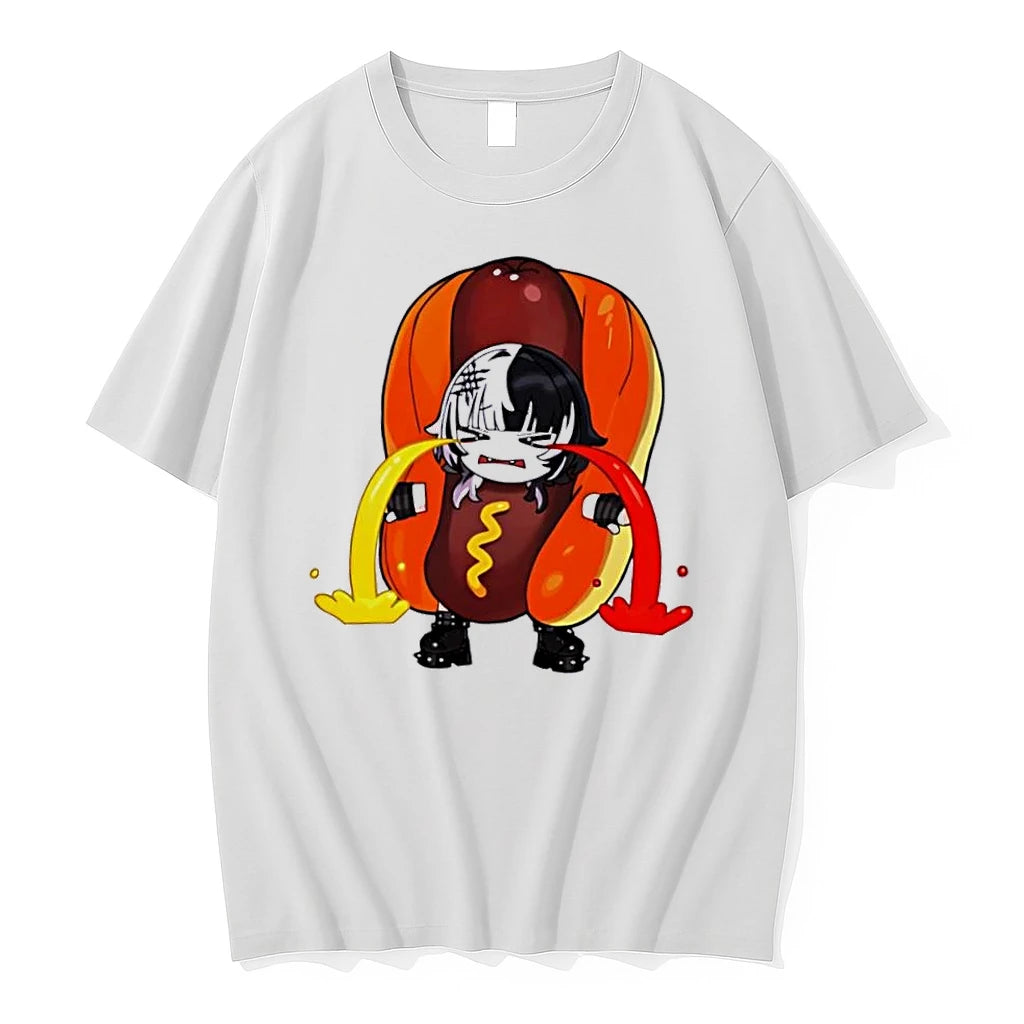 Officials Chibi Anime Girl Hotdog Costume Crying Ketchup Mustard Cartoon White Womens