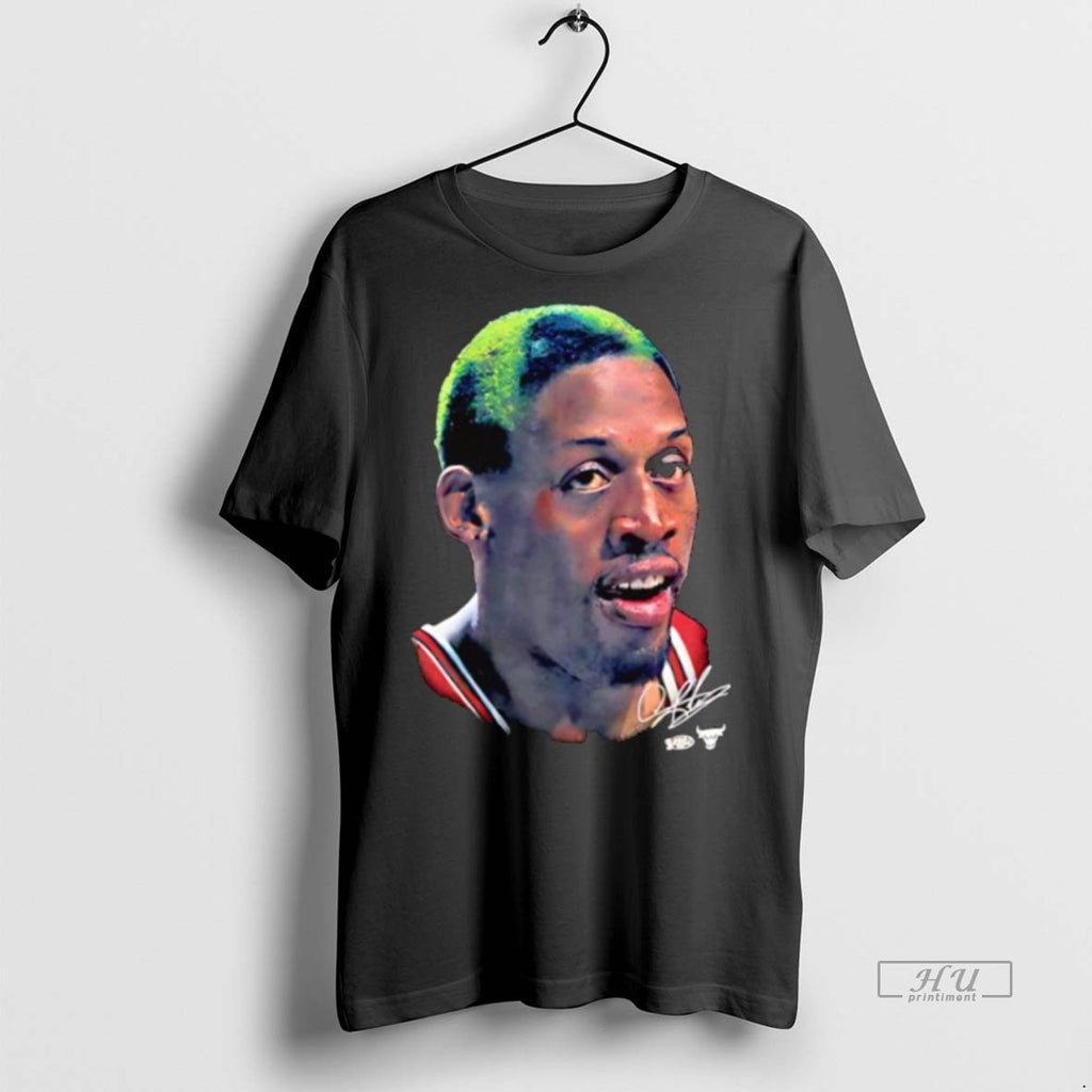 Officials Chicago Bulls Dennis Rodman Big Face Signature Graphic Premium Tee Shirt Sweater