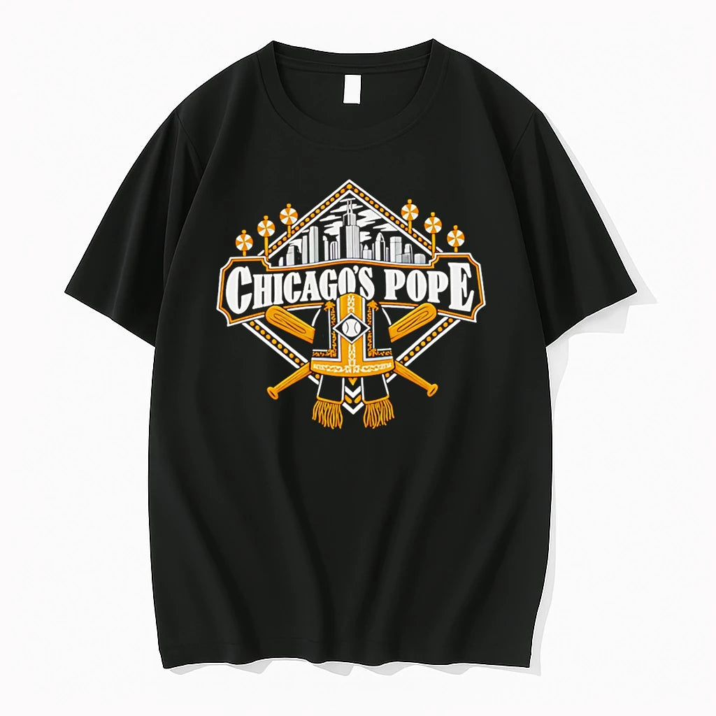 Officials Chicagos Pope Baseball City Skyline Emblem Premium T Shirt