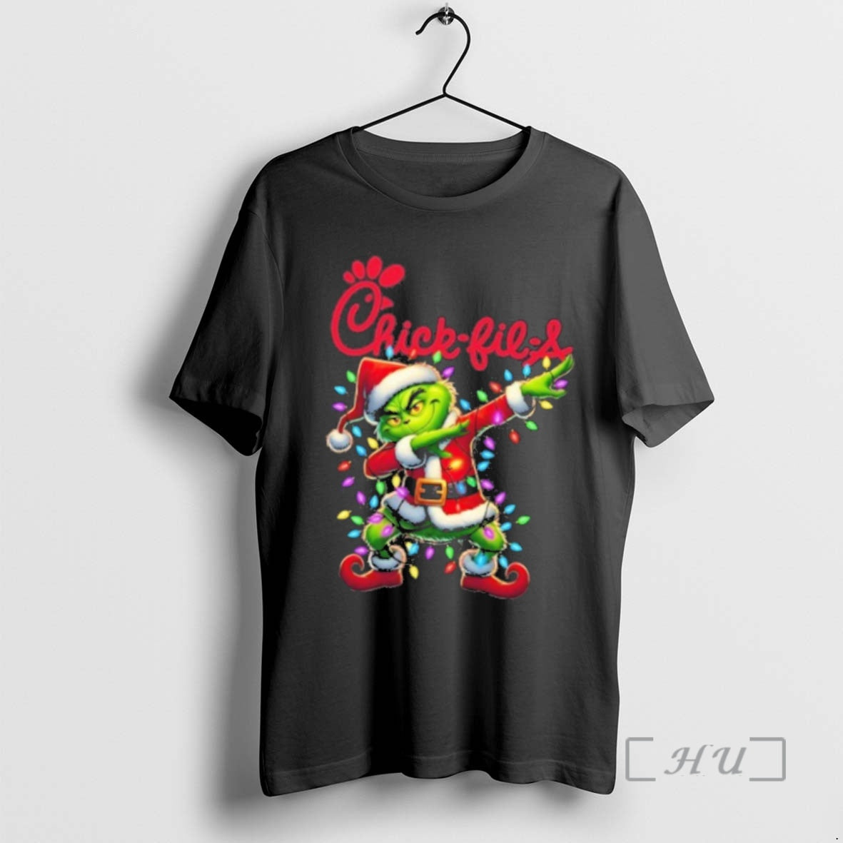 Officials Chick Fil A Logo X Grinch Dabbing Light Christmas T Shirt Sweater