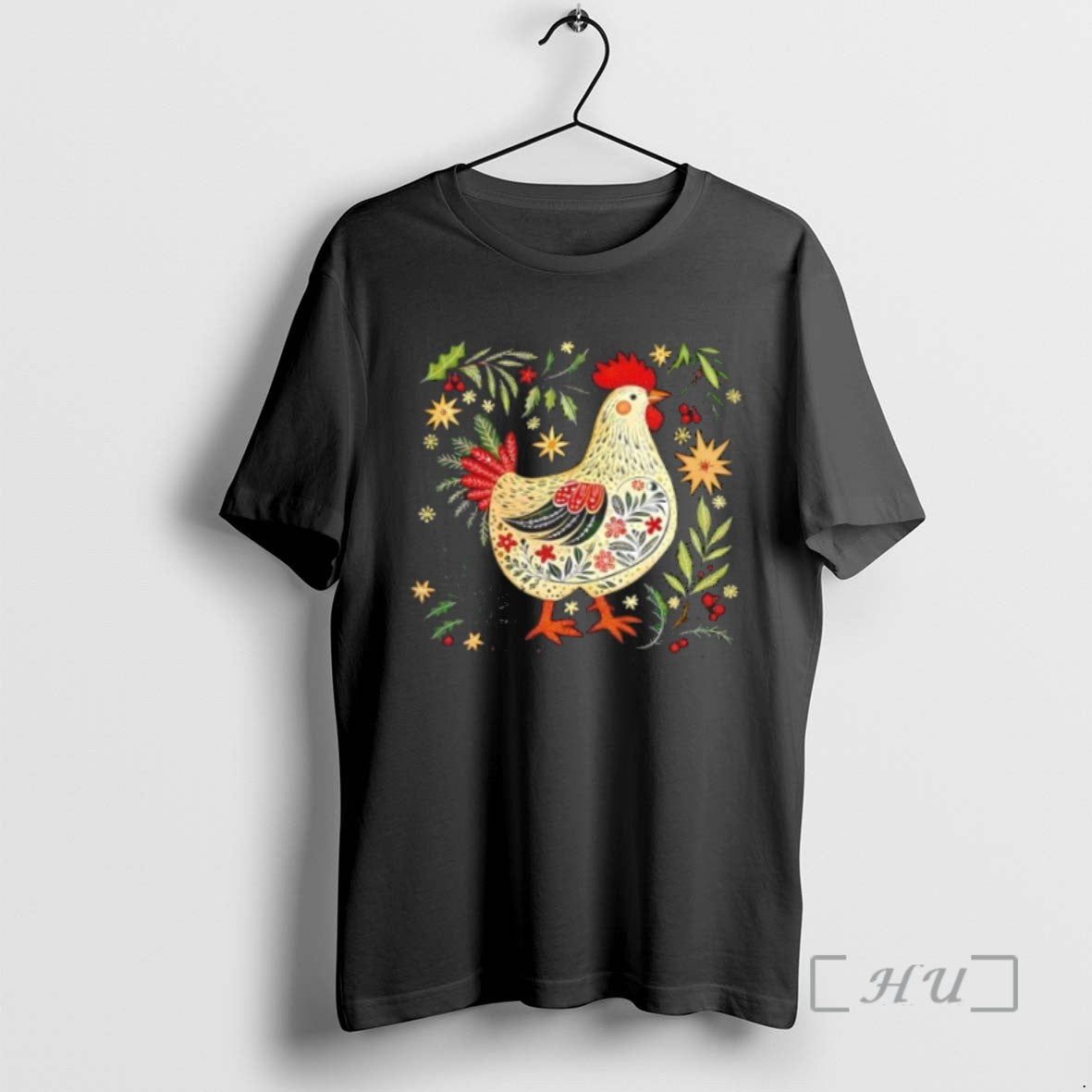Officials Christmas Chicken Western Floral Tee Shirt Sweater