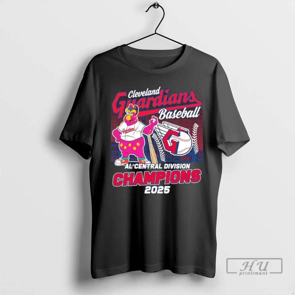 Officials Cleveland Guardians Mascot 2025 Al Central Division Champions T Shirts