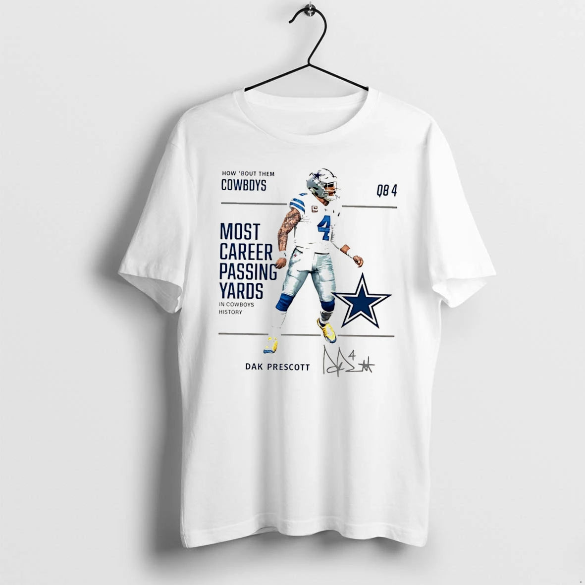 Officials Dak Prescott Dallas Cowboys Most Career Passing Yards Signature Tee Premium T Shirt