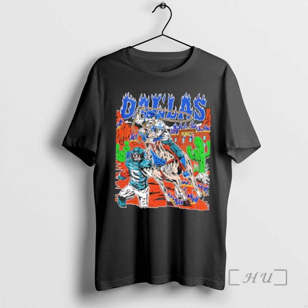 Officials Dallas Cowboys Skeleton Cowboy Lasso Horse Desert Saloon Graphic