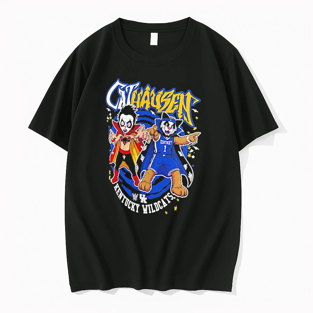 Officials Danhausen Cathausen And Kentucky Wildcats Mascot Caricature Tee T Shirt Sweater