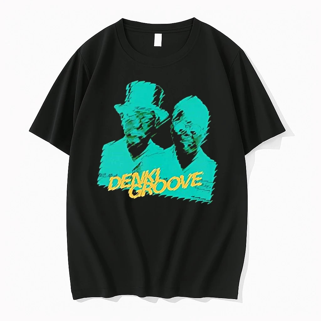 Officials Denki Groove Distortion Teal Silhouette Portraits Glasses Tophat Mens T Shirt Sweater
