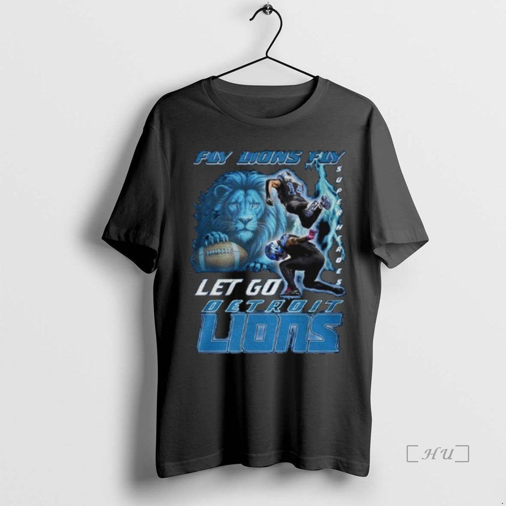 Officials Detroit Lions Fly Lions Fly Let Go Lions Superheroes T Shirt Sweater