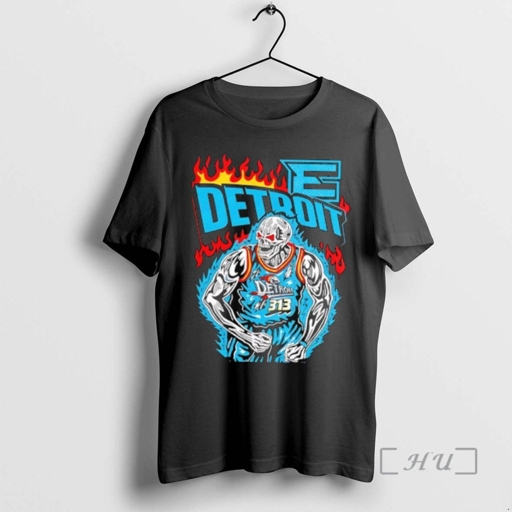 Officials Detroit Pistons 313 Basketball Skeleton Muscles Flame