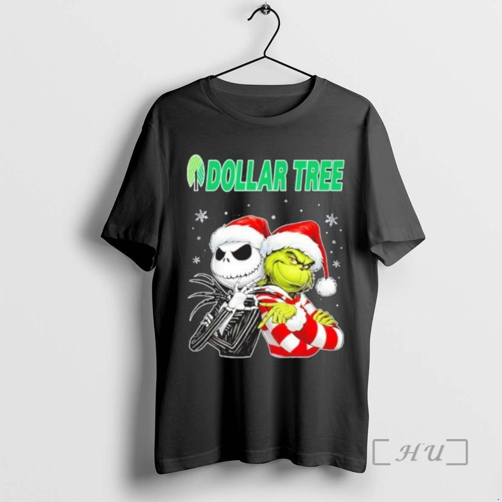 Officials Dollar Tree Logo Santa Jack And Santa Grinch 67 Tee Shirt Sweater