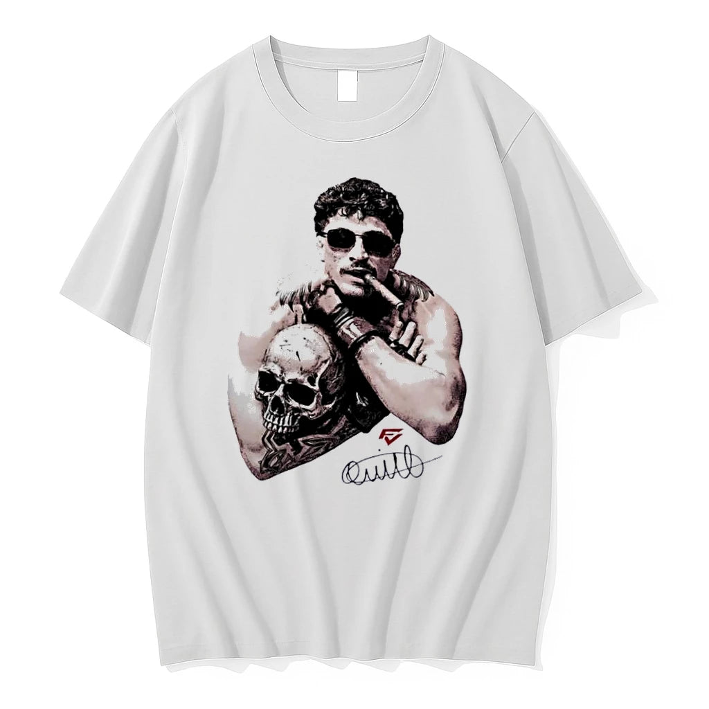 Officials Eddie Guerrero Sunglasses Smoking Cigar Skull Halftone Portrait White Womens T Shirt Sweater