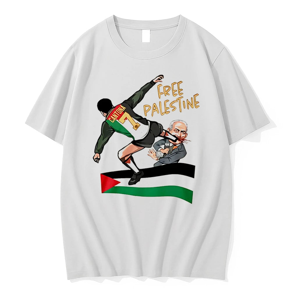 Officials Eric Cantona Free Palestine Iconic Kick Design For Supporters Tee T Shirt Sweater