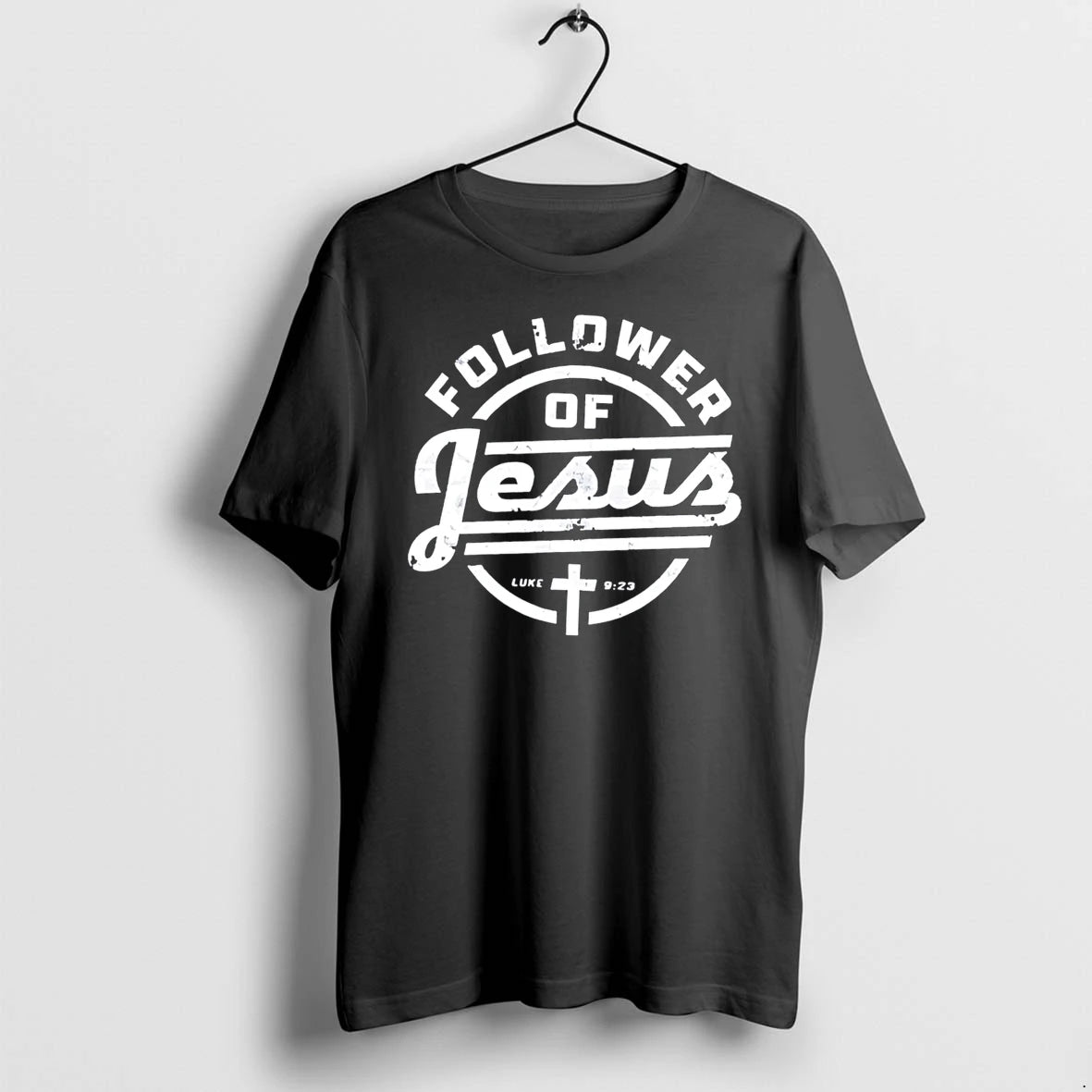 Officials Follower Of Jesus Luke 9 23 Distressed Christian Tee Premium T Shirt