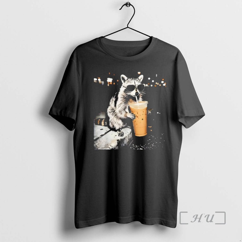 Officials Funny Animal Meme Photo Raccoon Drinking Iced Coffee