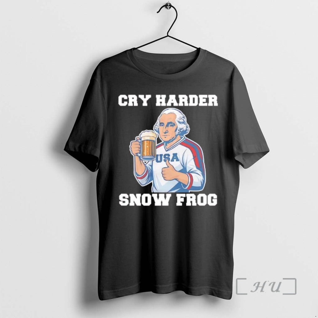 Officials George Washington Drinking Beer Cry Harder Snow Frog Usa Hockey Premium T Shirts Sweater