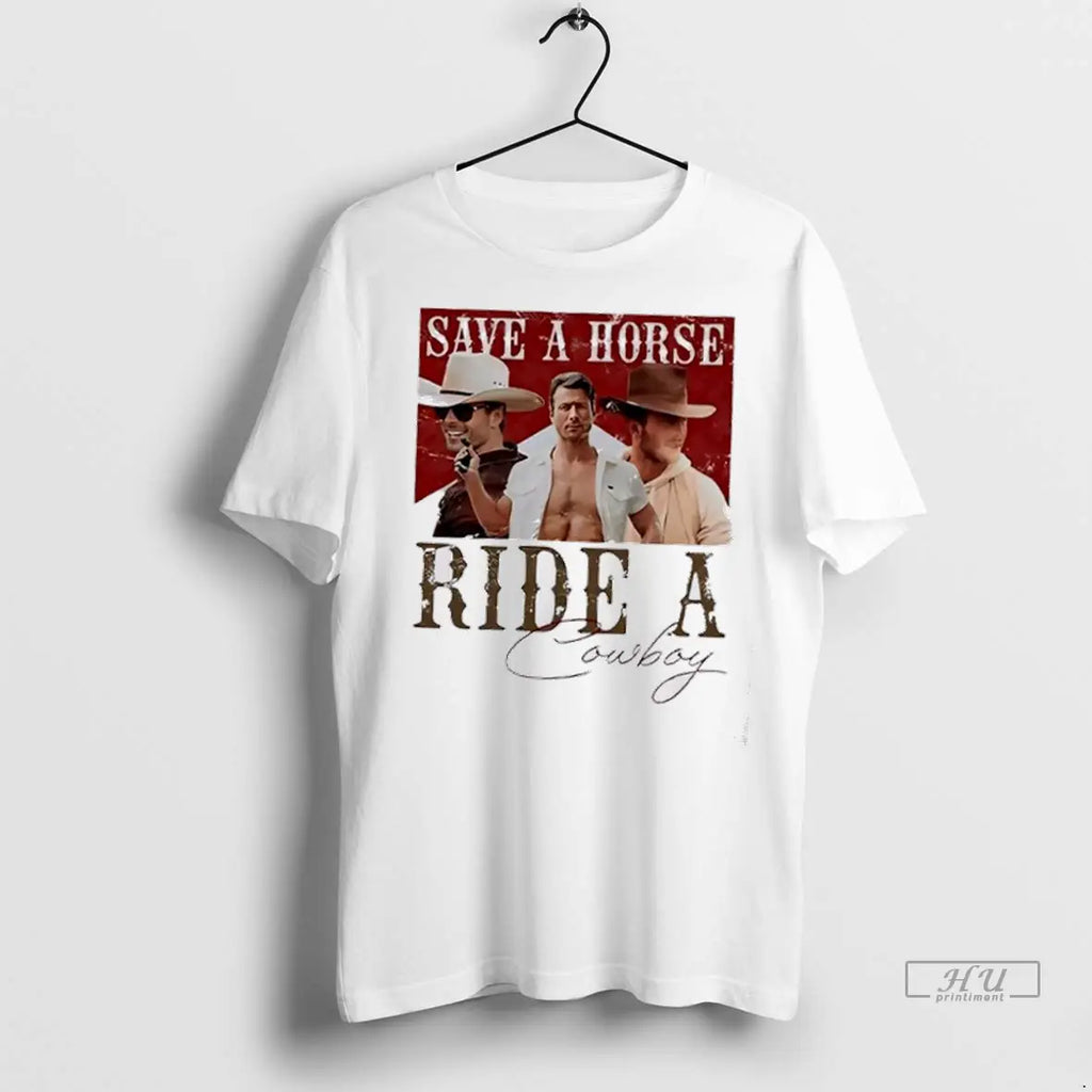 Officials Glen Powell Save A Horse Ride A Cowboy Marlboro Parody T Shirts