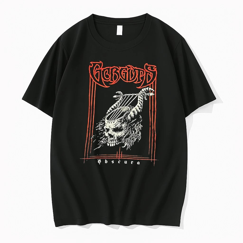 Officials Gorguts Obscura Album Skull Lyre Black T Shirt Sweater