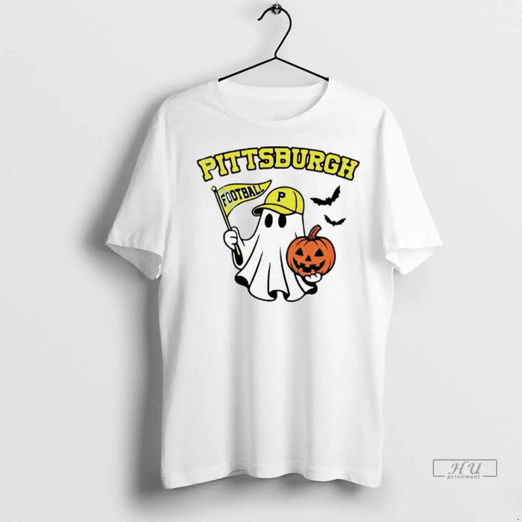Officials Halloween Ghost Pittsburgh Pirates Football Flag Pumpkin Ladies T Shirts